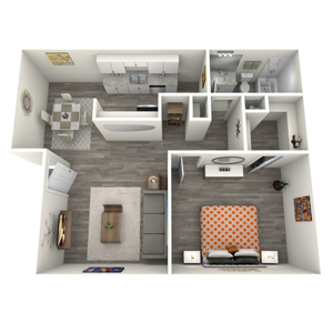 A3 one bedroom one bath 656 square foot floor plan